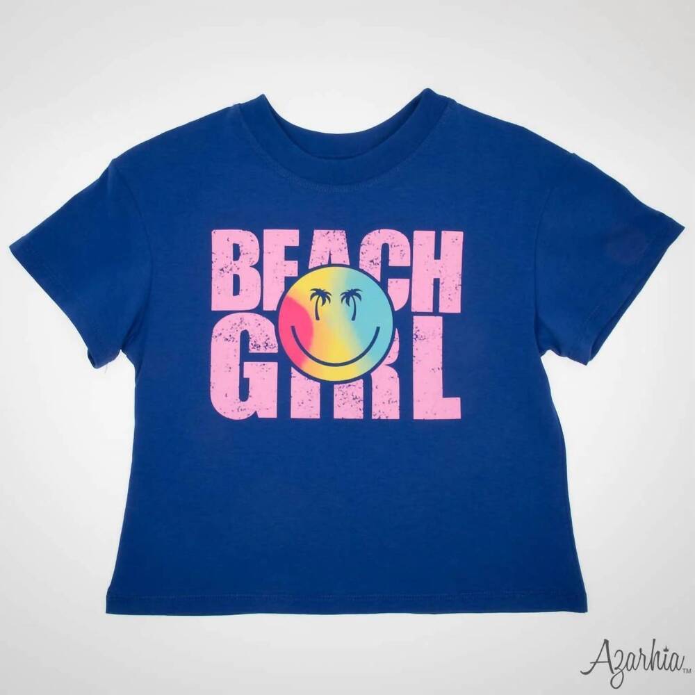 NEW AZARHIA girl's beach girl boxy tee in blue
